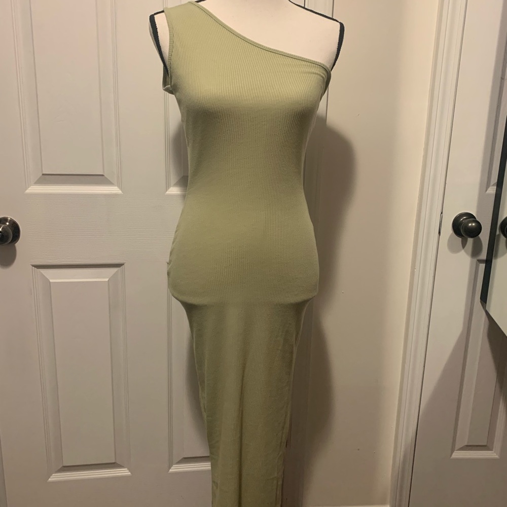 PLT Mint One Shoulder Maxi Dress